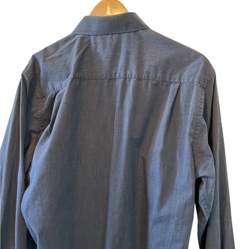 MENS Charcoal Grey Long Sleeve Button Up Collared Dress Shirt 16 - Picture 4 of 7